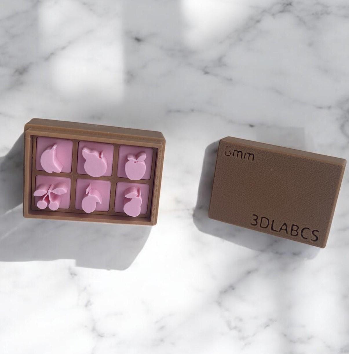 Fruit Clay Stamp Set  3D Printed Pottery Stamps for Ceramics, Soap & Clay  Includes Box  Optional Extension Handle