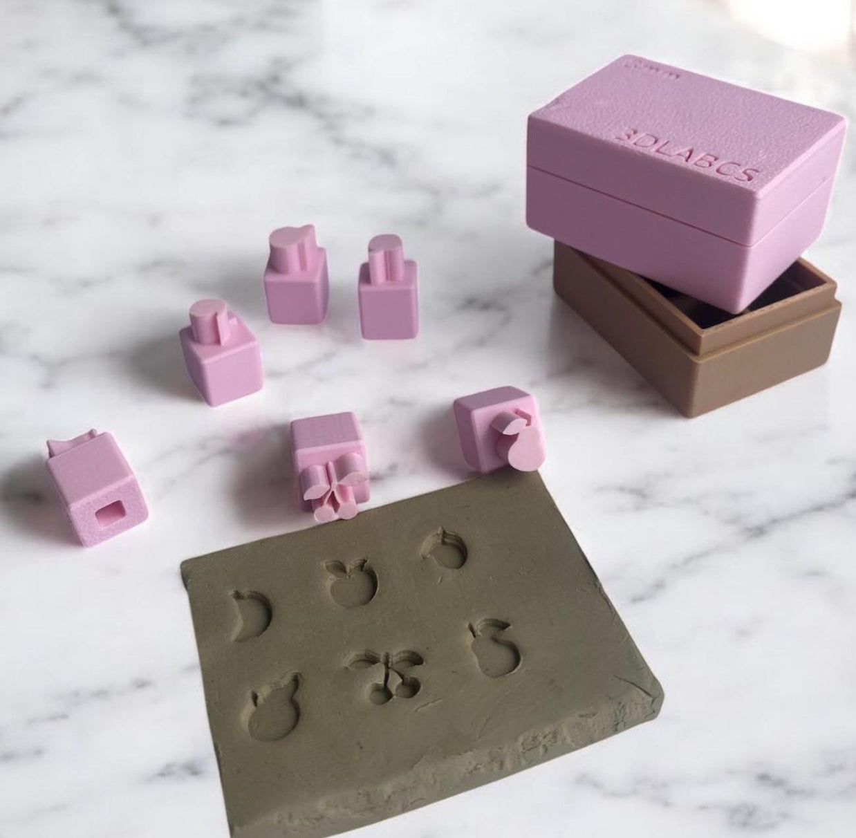 Fruit Clay Stamp Set  3D Printed Pottery Stamps for Ceramics, Soap & Clay  Includes Box  Optional Extension Handle