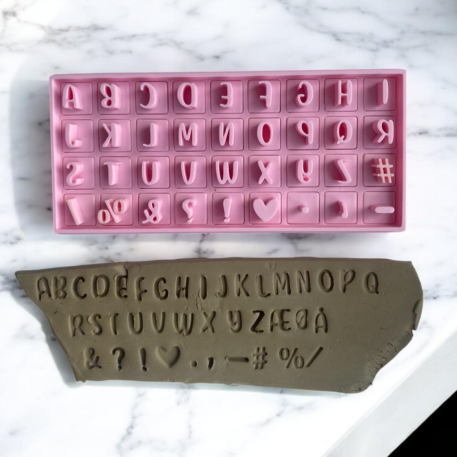 ABC Pottery Stamp Set – 8mm Clay Letter Stamps | Danish ÆØÅ or Special Characters | Optional Extension Handle | 3DLABCS