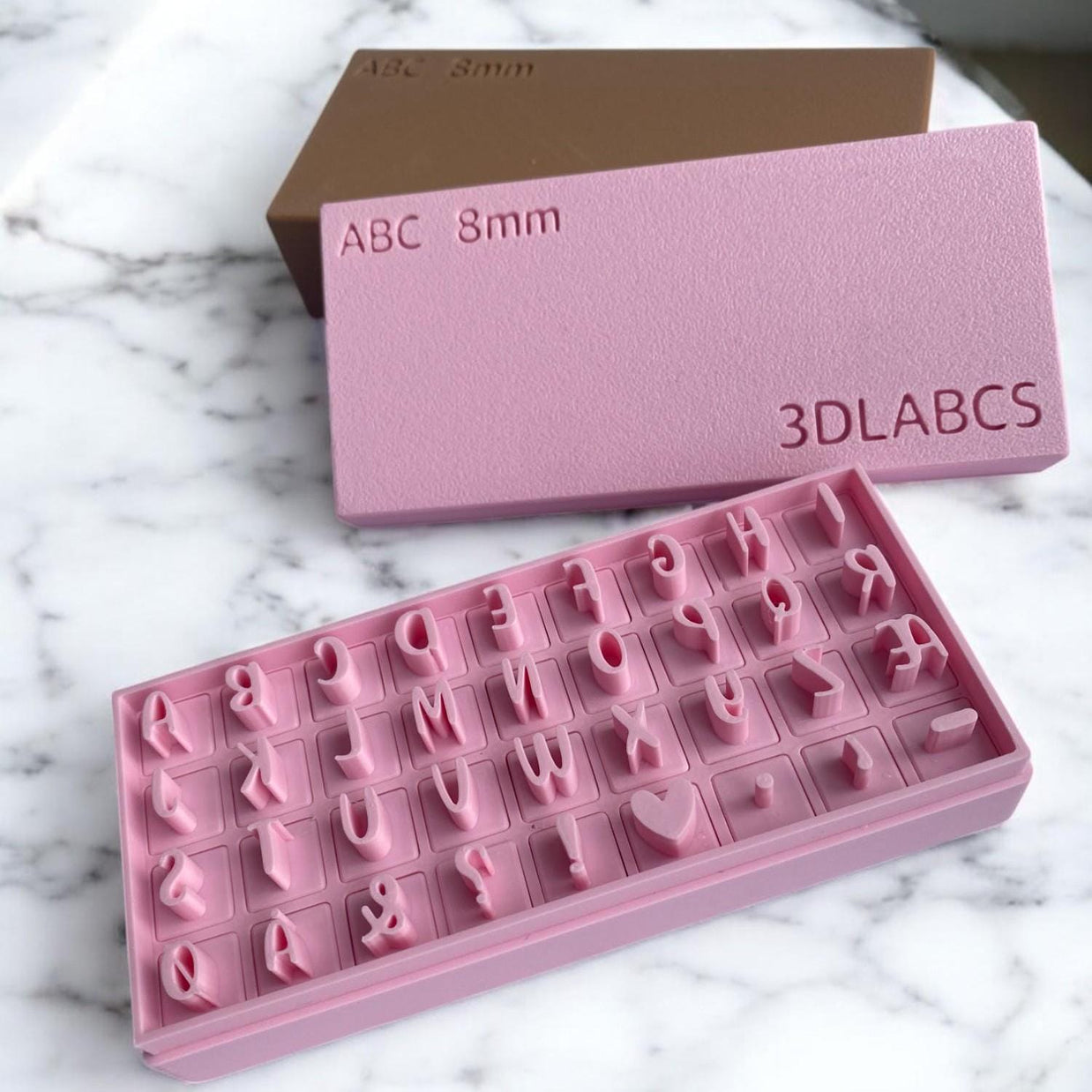 ABC Pottery Stamp Set – 8mm Clay Letter Stamps | Danish ÆØÅ or Special Characters | Optional Extension Handle | 3DLABCS