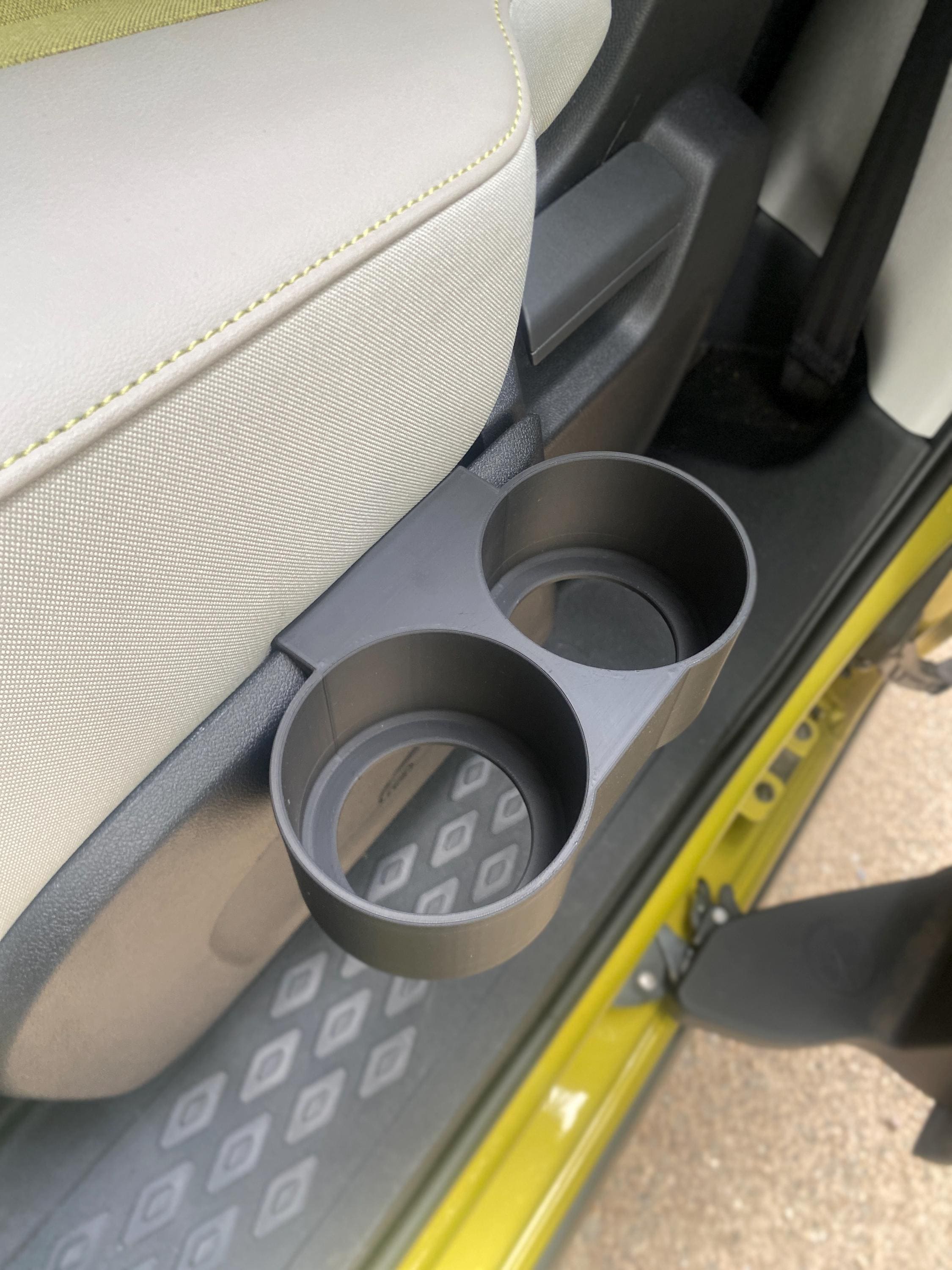 ID. Buzz Back Seat Dual Cup Holder Removable Side-Mount - 3D Printed Accessory for ID. Buzz *Two options*