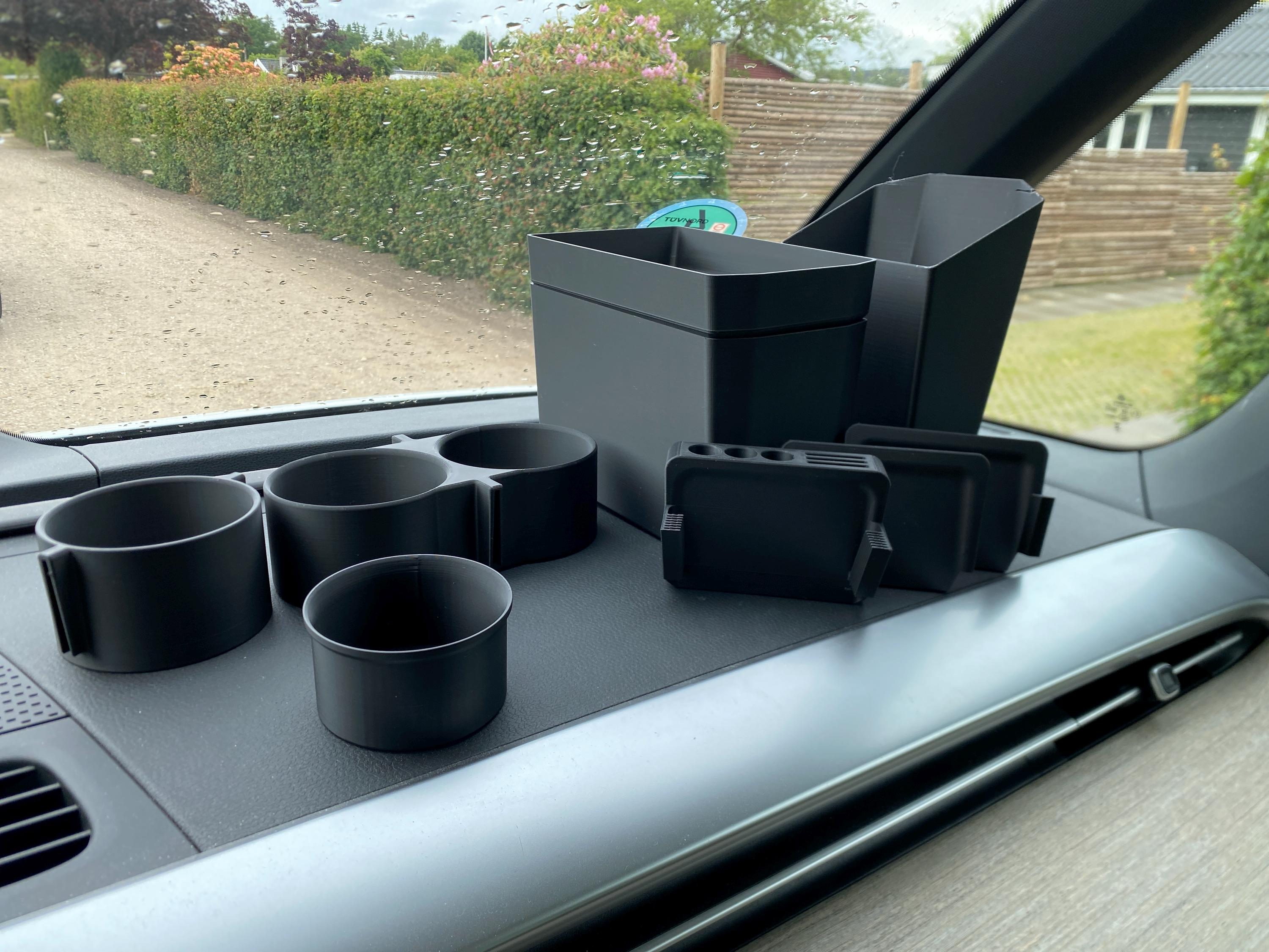 ID. Buzz Removable Trash Bin / Storage Box – 3D Printed Organizer for Angled Rear Console Slot-  3D Printed Insert Accessory for VW ID. Buzz